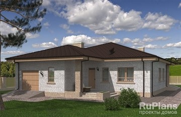 Кирпичный одноэтажный дом с террасами К18-35