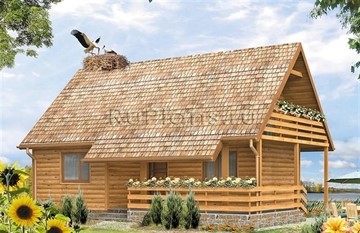 Одноэтажный деревянный дом с мансардой Д18-2